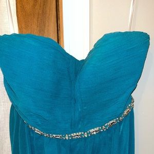 MINUET Turquoise Strapless A Line Floor Length Dress